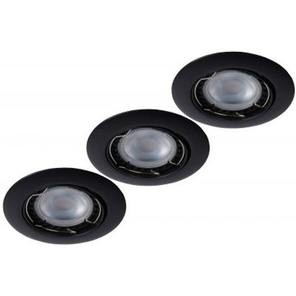 Lucide FOCUS - Inbouwspot - Ø 8,1 cm - LED Dimb. - GU10 - 3x5W 3000K - Zwart - Set van 3 Lucide