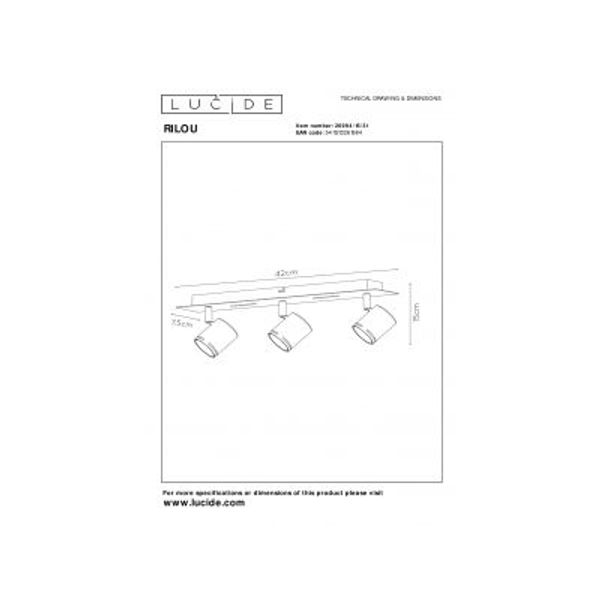 Lucide RILOU - Plafondspot - LED Dimb. - GU10 - 3x5W 3000K - Wit Lucide