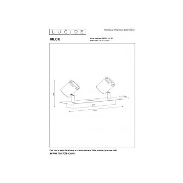 Lucide RILOU - Plafondspot - LED Dimb. - GU10 - 2x5W 3000K - Wit Lucide