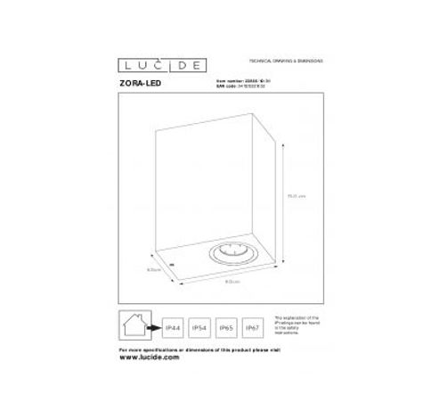 ZORA-LED - Wandspot Buiten - LED Dimb. - GU10 - 2x5W 3000K - IP44 - Wit Lucide  Lucide