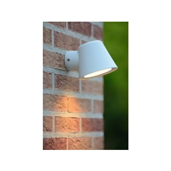 Lucide DINGO-LED - Wandlamp Buiten - LED Dimb. - GU10 - 1x5W 3000K - IP44 - Wit Lucide