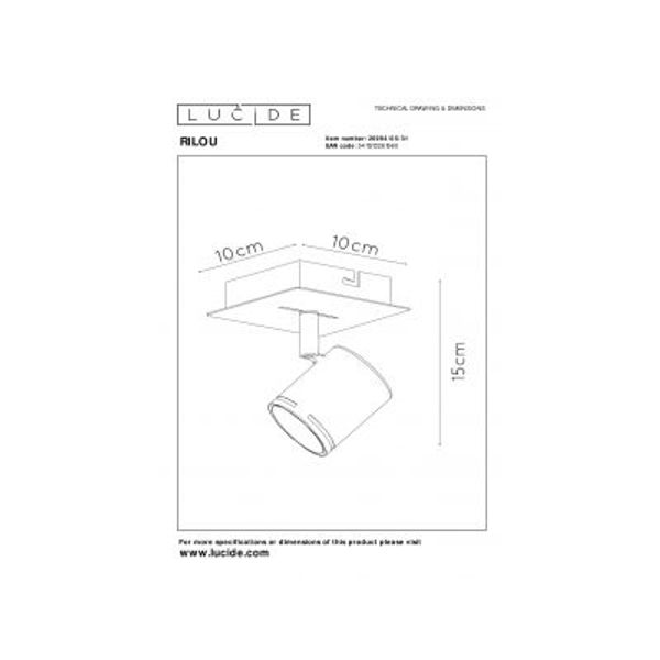 Lucide RILOU - Plafondspot - LED Dimb. - GU10 - 1x5W 3000K - Wit Lucide