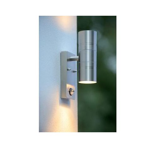 ARNE-LED - Wandspot Buiten - Ø 6,3 cm - LED - GU10 - 2x5W 2700K - IP44 - Mat chroom Lucide  Lucide