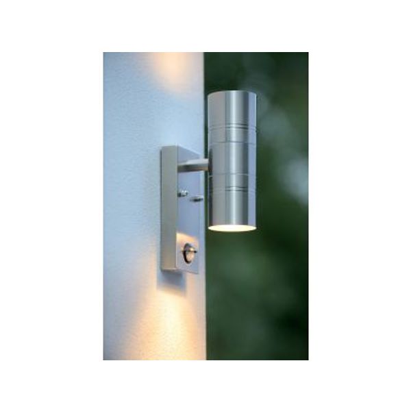 Lucide ARNE-LED - Wandspot Buiten - Ø 6,3 cm - LED - GU10 - 2x5W 2700K - IP44 - Mat chroom Lucide