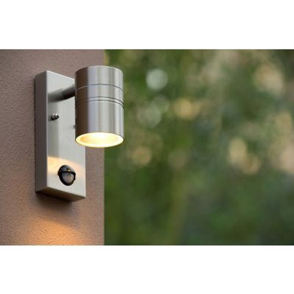 Lucide ARNE-LED - Wandspot Buiten - Ø 6,3 cm - LED - GU10 - 1x5W 2700K - IP44 - Mat chroom Lucide