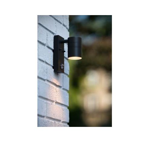 ARNE-LED - Wandspot Buiten - Ø 6,3 cm - LED - GU10 - 1x5W 2700K - IP44 - Zwart Lucide  Lucide