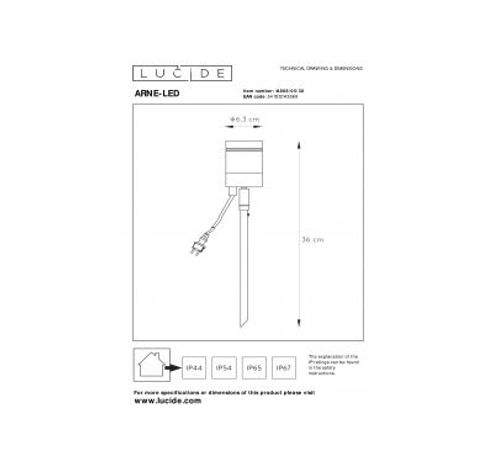 ARNE-LED - Tuinspot Buiten - Ø 6,3 cm - LED - GU10 - 1x5W 2700K - IP44 - Zwart Lucide  Lucide