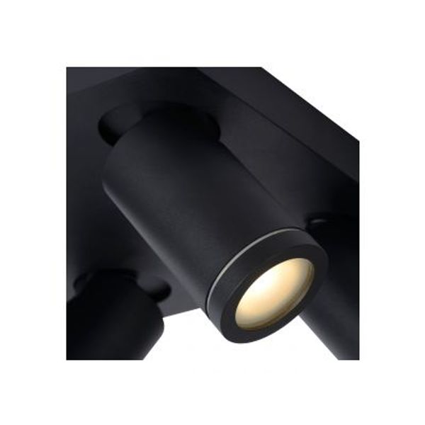 Lucide TAYLOR - Plafondspot Badkamer - LED Dim to warm - GU10 - 4x5W 2200K/3000K - IP44 - Zwart Lucide