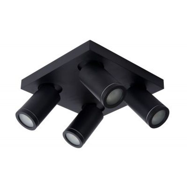 Lucide TAYLOR - Plafondspot Badkamer - LED Dim to warm - GU10 - 4x5W 2200K/3000K - IP44 - Zwart Lucide