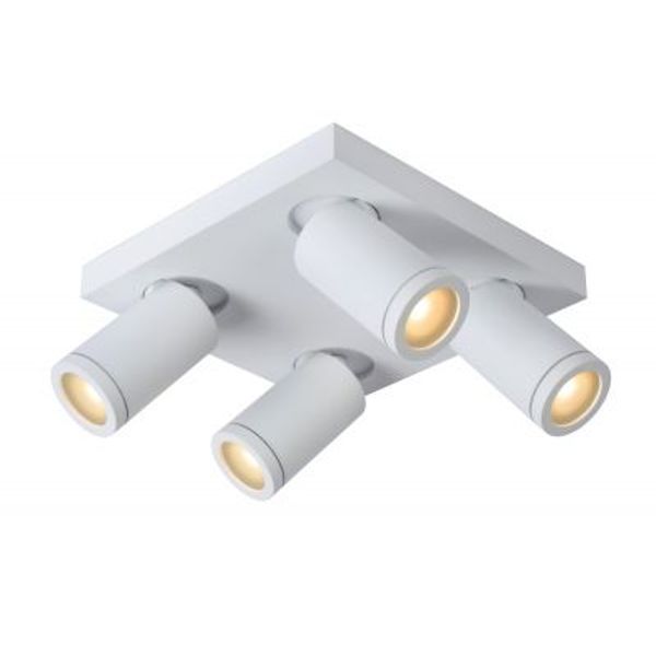 Lucide TAYLOR - Plafondspot Badkamer - LED Dim to warm - GU10 - 4x5W 2200K/3000K - IP44 - Wit Lucide