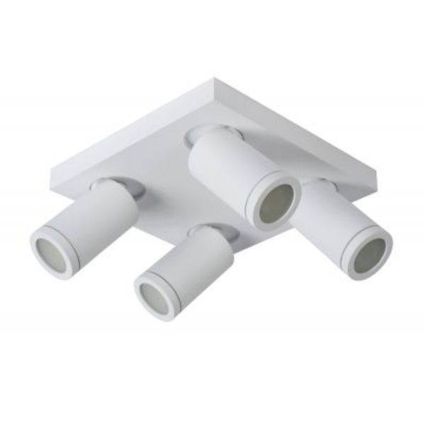 Lucide TAYLOR - Plafondspot Badkamer - LED Dim to warm - GU10 - 4x5W 2200K/3000K - IP44 - Wit Lucide