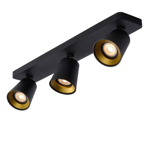 Lucide TURNON - Plafondspot - LED Dim to warm - GU10 - 3x5W 2200K/3000K - Zwart Lucide