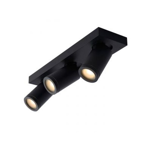 Lucide TAYLOR - Plafondspot Badkamer - LED Dim to warm - GU10 - 3x5W 2200K/3000K - IP44 - Zwart Lucide