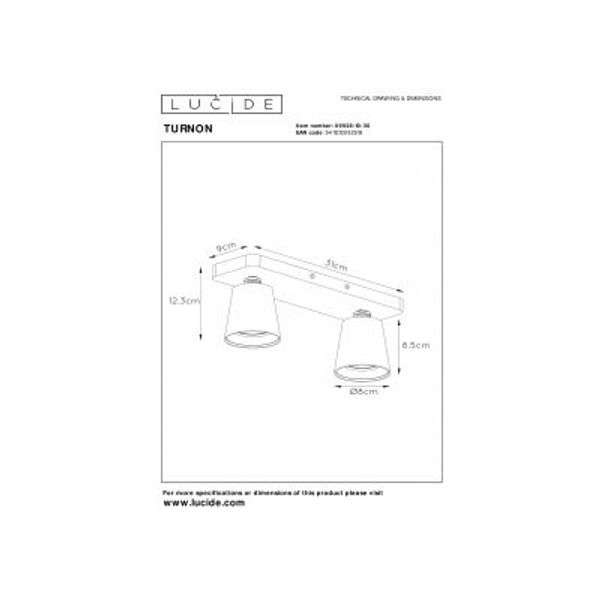 Lucide TURNON - Plafondspot - LED Dim to warm - GU10 - 2x5W 2200K/3000K - Zwart Lucide