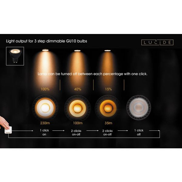 Lucide MR16 - Led lamp - Ø 5 cm - LED Dimb. - GU10 - 1x5W 2700K - 3 StepDim - Grijs Lucide