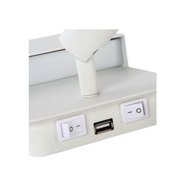 Lucide BOXER - Wandlamp - LED - 1x10W 3000K - Met USB oplaadpunt - Wit Lucide