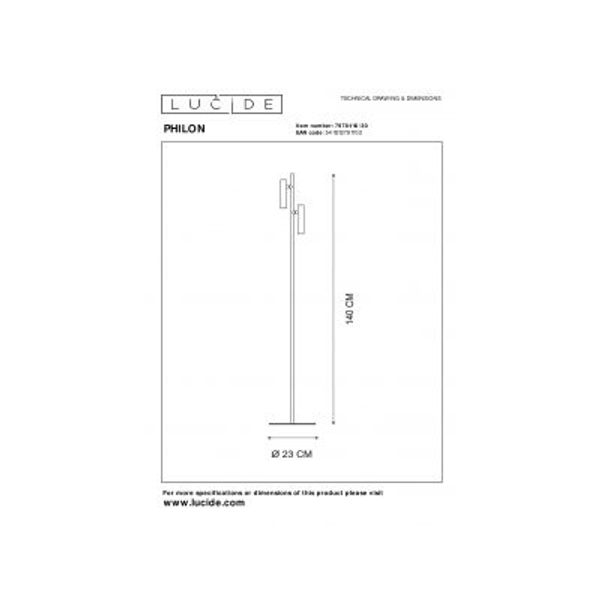 Lucide PHILON - Leeslamp - Ø 23 cm - LED Dimb. - 2x4,5W 3000K - Zwart Lucide