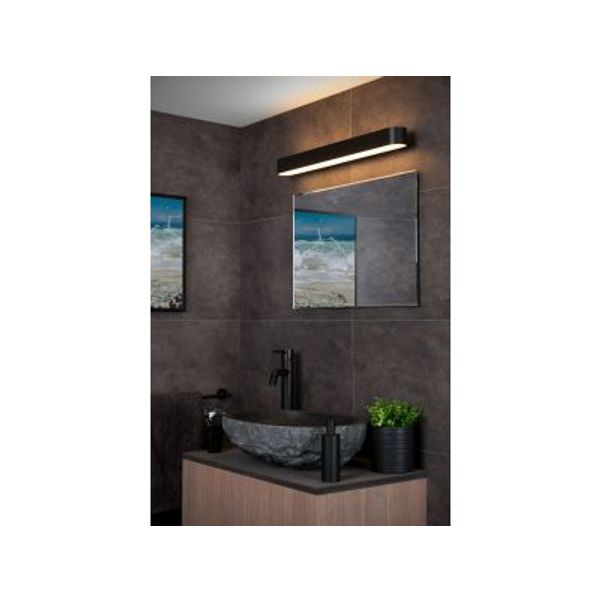 Lucide MADELON - Wandlamp Badkamer - LED - 1x9W 2700K - IP44 - Zwart Lucide