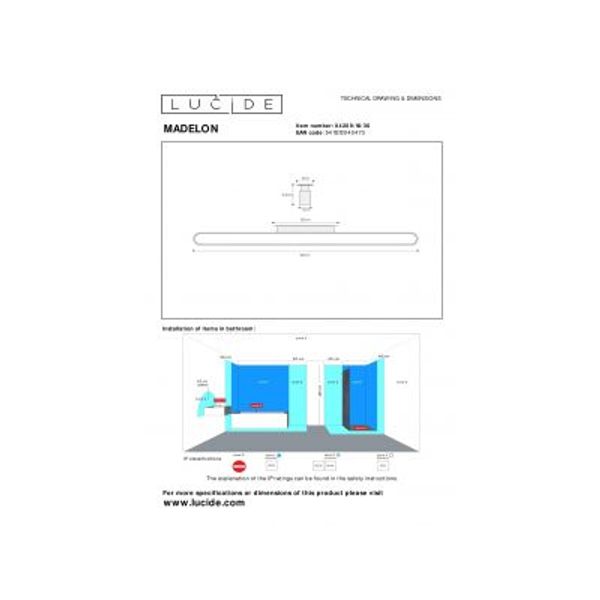 Lucide MADELON - Wandlamp Badkamer - LED - 1x18W 2700K - IP44 - Zwart Lucide