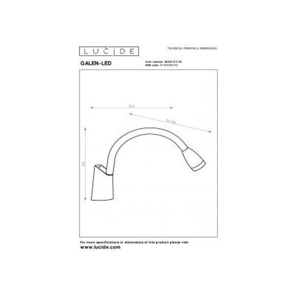 Lucide GALEN-LED - Bedlamp - LED - 1x3W 3000K - Zwart Lucide