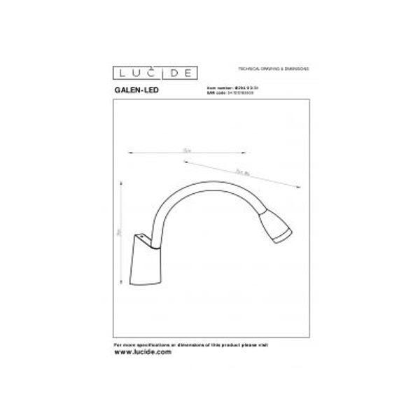 Lucide GALEN-LED - Bedlamp - LED - 1x3W 3000K - Wit Lucide