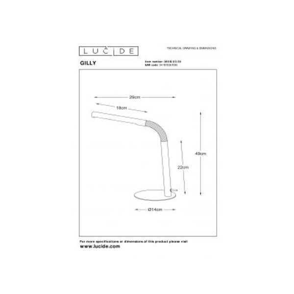 Lucide GILLY - Bureaulamp - LED - 1x3W 2700K - Zwart Lucide