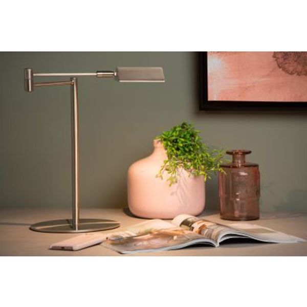 Lucide NUVOLA - Bureaulamp - Ø 20 cm - LED Dimb. - 1x9W 3000K - Mat chroom Lucide