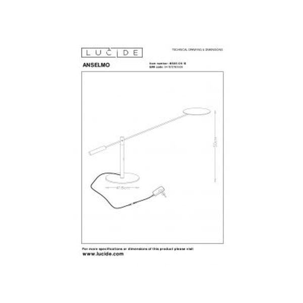 Lucide ANSELMO - Bureaulamp - Ø 25 cm - LED Dimb. - 1x9W 3000K - Mat chroom Lucide