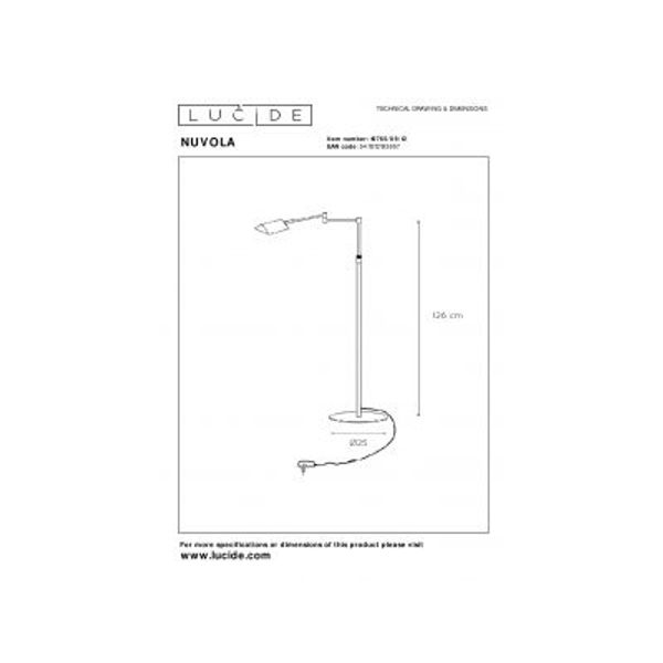 Lucide NUVOLA - Leeslamp - Ø 20 cm - LED Dimb. - 1x9W 3000K - Mat chroom Lucide