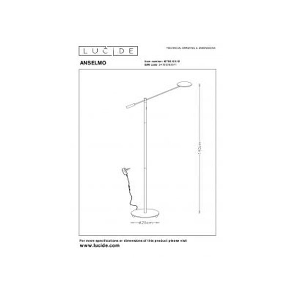 Lucide ANSELMO - Leeslamp - Ø 25 cm - LED Dimb. - 1x9W 3000K - Mat chroom Lucide