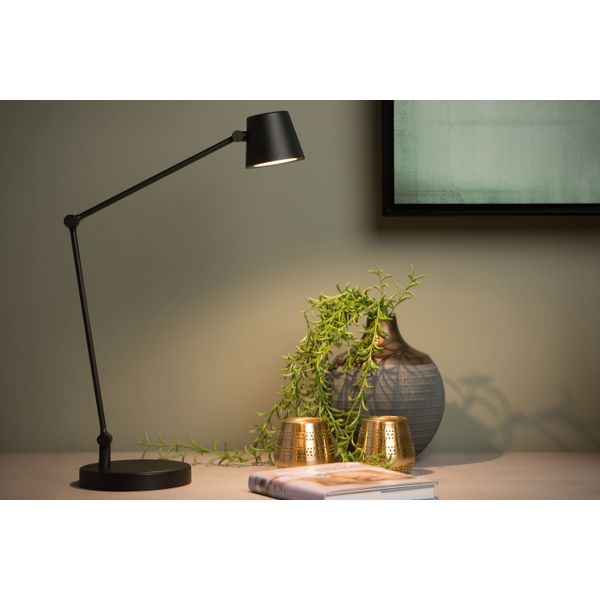 Lucide JORIUS - Bureaulamp - Ø 18 cm - LED Dimb. - 1x8W 3000K - Zwart Lucide