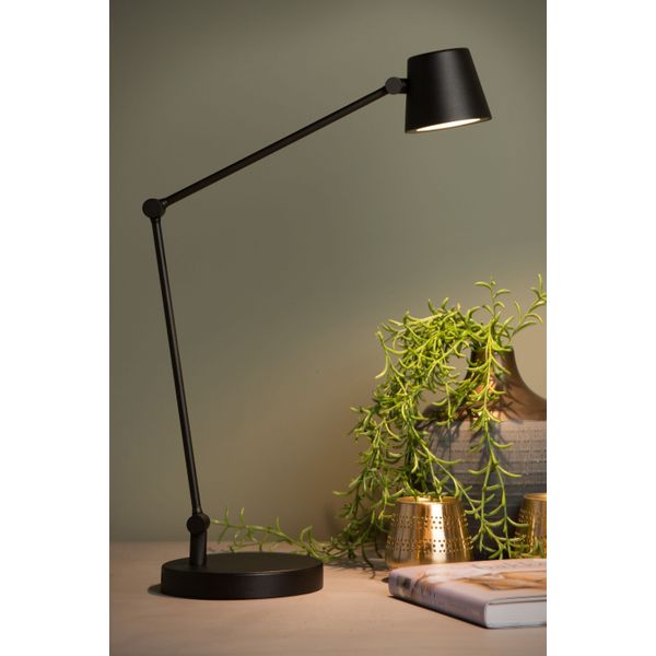 Lucide JORIUS - Bureaulamp - Ø 18 cm - LED Dimb. - 1x8W 3000K - Zwart Lucide