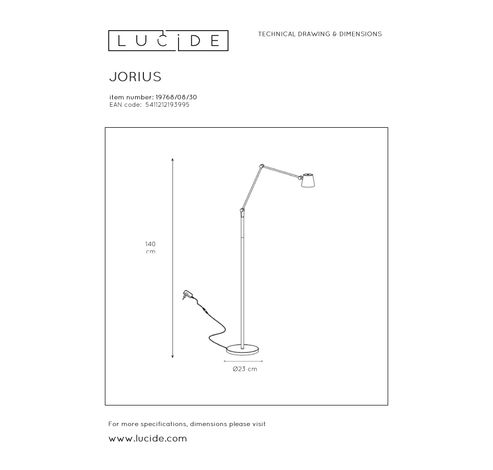 JORIUS - Leeslamp - Ø 23 cm - LED Dimb. - 1x8W 3000K - Zwart Lucide  Lucide