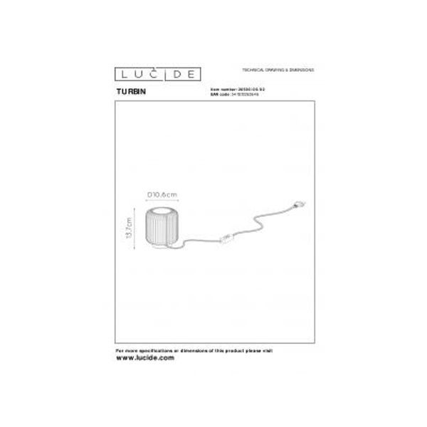 Lucide TURBIN - Tafellamp - Ø 10,6 cm - LED - 1x5W 3000K - Mat Goud / Messing Lucide