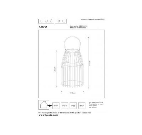 FJARA - Tafellamp Buiten - Ø 17,5 cm - LED Dimb. - 1x0,3W 3200K - IP44 - Zwart Lucide  Lucide