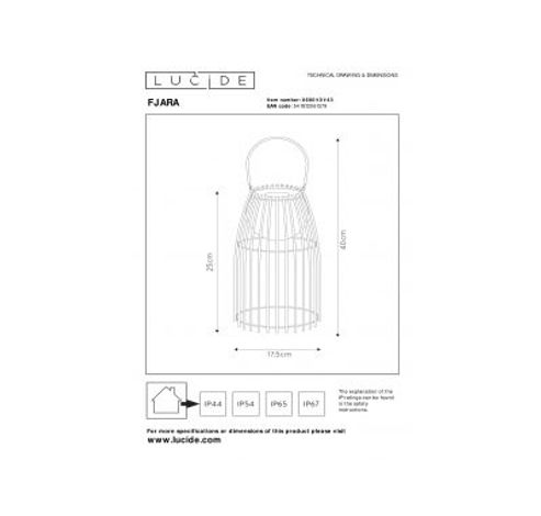 FJARA - Tafellamp Buiten - Ø 17,5 cm - LED Dimb. - 1x0,3W 3200K - IP44 - Bruin Lucide  Lucide