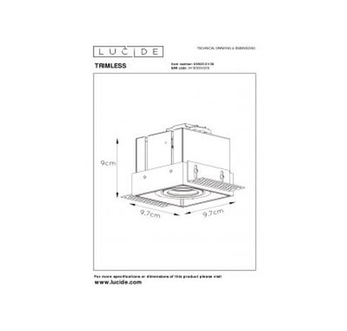 TRIMLESS - Inbouwspot - 1xGU10 - Zwart Lucide  Lucide