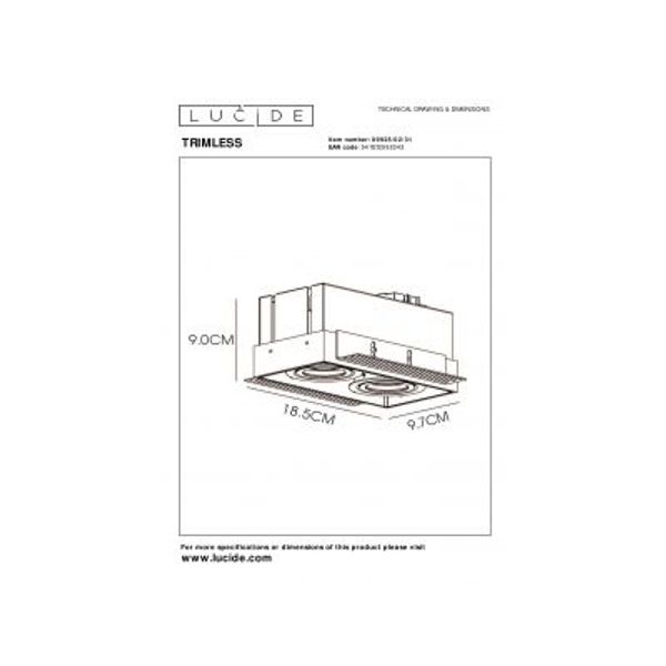 Lucide TRIMLESS - Inbouwspot - 2xGU10 - Wit Lucide