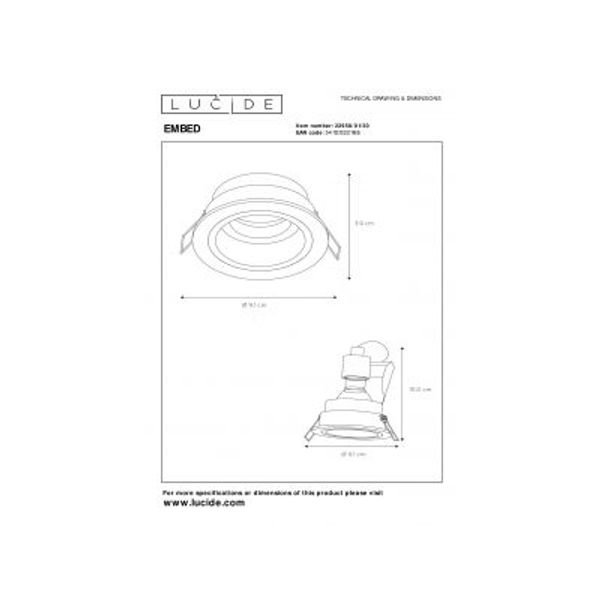 Lucide EMBED - Inbouwspot - Ø 9,1 cm - 1xGU10 - Zwart Lucide