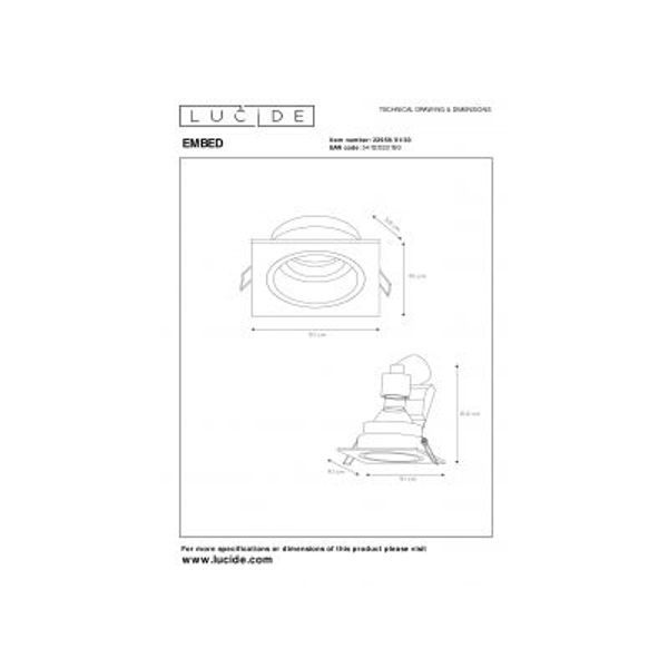 Lucide EMBED - Inbouwspot - 1xGU10 - Zwart Lucide