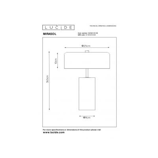 Lucide MIRASOL - Tafellamp - Ø 25 cm - 3xG9 - Zwart Lucide