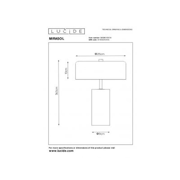 Lucide MIRASOL - Tafellamp - Ø 25 cm - 3xG9 - Wit Lucide