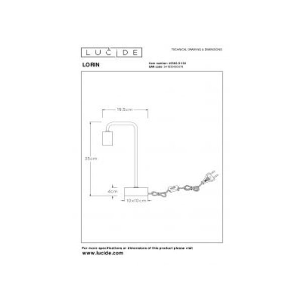 Lucide LORIN - Tafellamp - 1xE27 - Zwart Lucide