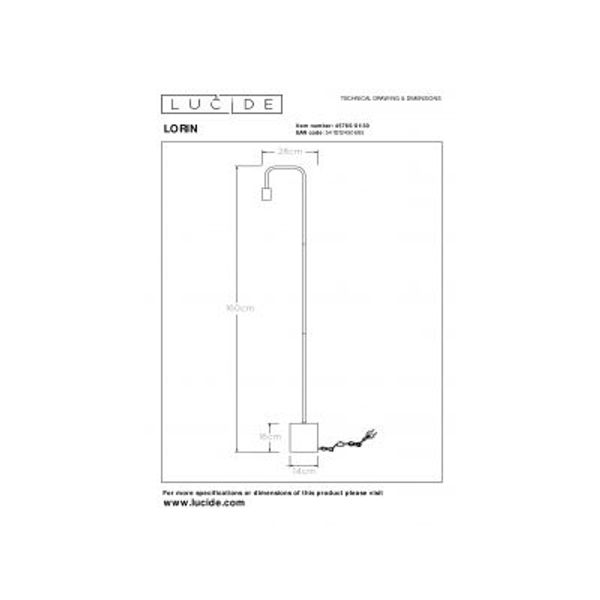 Lucide LORIN - Vloerlamp - 1xE27 - Zwart Lucide