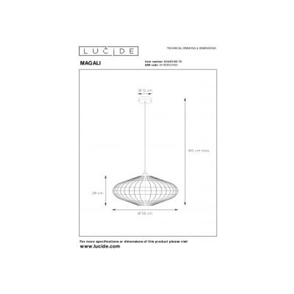 Lucide MAGALI - Hanglamp - Ø 56 cm - 1xE27 - Licht hout Lucide