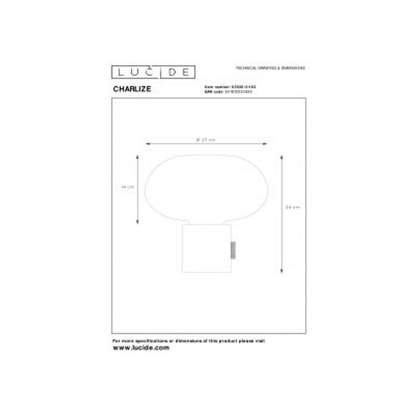 Lucide CHARLIZE - Tafellamp - Ø 23 cm - 1xE27 - Amber Lucide