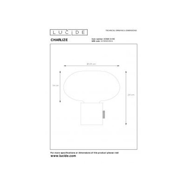 Lucide CHARLIZE - Tafellamp - Ø 23 cm - 1xE27 - Fumé Lucide