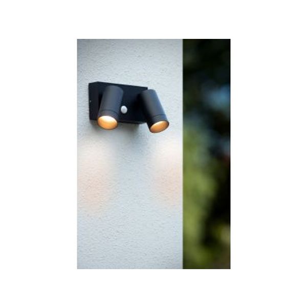 Lucide TAYLOR - Wandspot Buiten - 2xGU10 - IP54 - Zwart Lucide