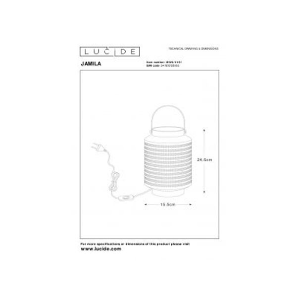 Lucide JAMILA - Tafellamp - Ø 15,5 cm - 1xE14 - Wit Lucide