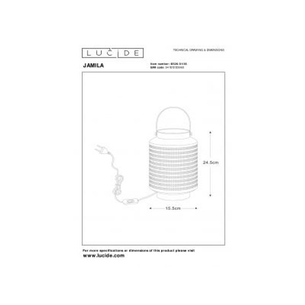 Lucide JAMILA - Tafellamp - Ø 15,5 cm - 1xE14 - Grijs Lucide